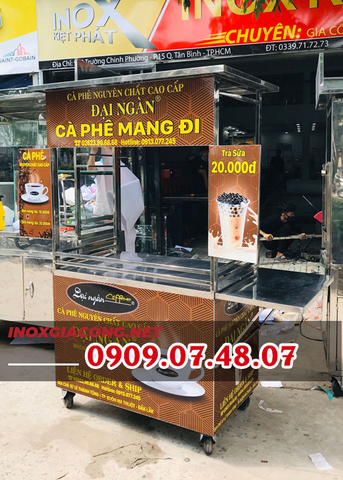 Mua xe bán cà phê lưu động inox 1M2 | Inox Kiệt Phát