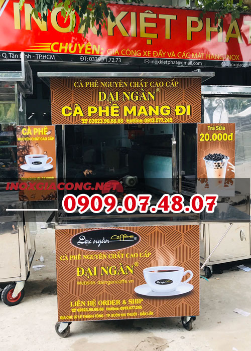 Mua xe bán cà phê lưu động inox 1M2 | Inox Kiệt Phát