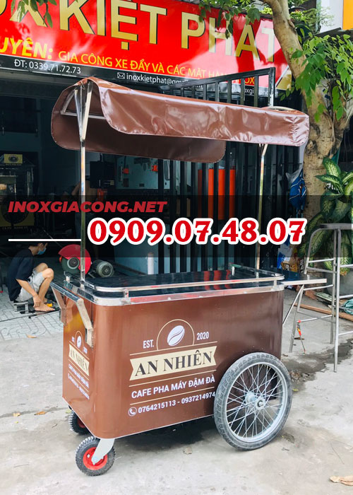 Xe đẩy bán cà phê pha máy 1M2 | Inox Kiệt Phát