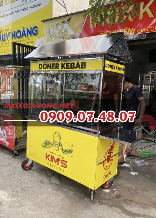 Xe bán bánh mì Doner Kebab 1m4 | Inox Kiệt Phát