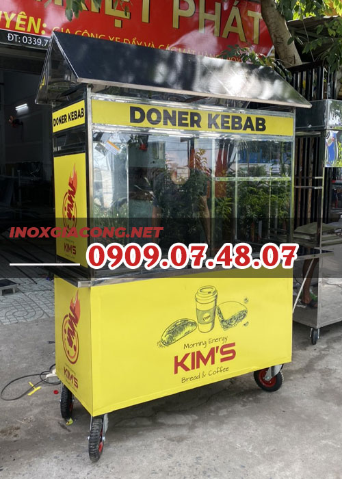 Xe bán bánh mì Doner Kebab 1m4 | Inox Kiệt Phát
