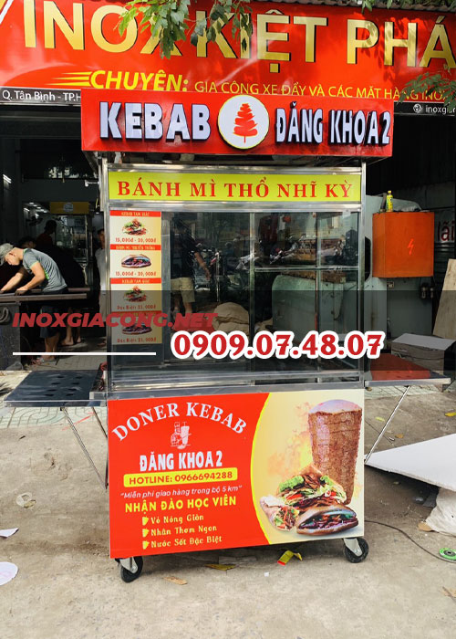 Giá xe bánh mì kebab 1m2 | Inox Kiệt Phát
