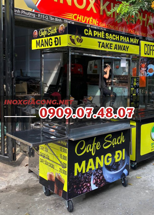 Tủ xe bán cà phê sạch 1m | Inox Kiệt Phát