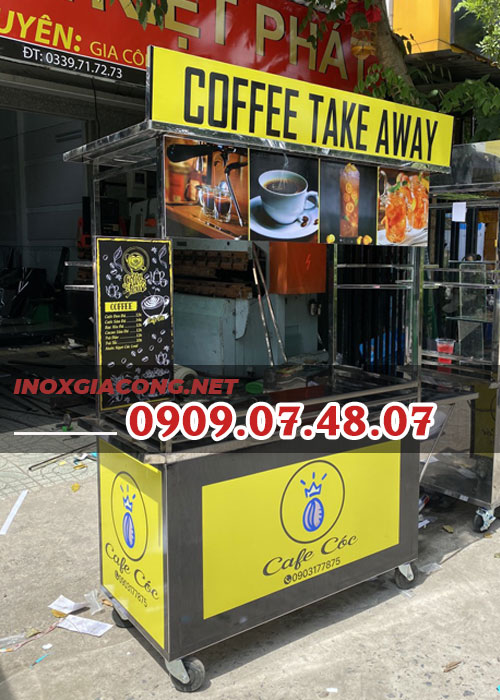 Xe bán cà phê 1m2 | Inox Kiệt Phát