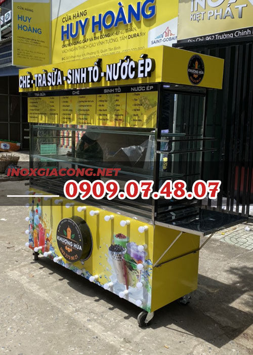 Tủ xe bán trà sữa 1m6 | Inox Kiệt Phát